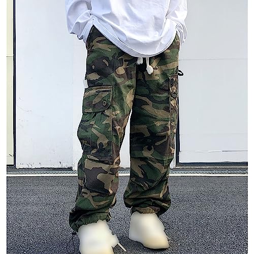 Men's Vintage Camo Cargo Pants Multi Pockets Street Straight Leg Trousers Relaxed Fit Lounge Camouflage Pants3