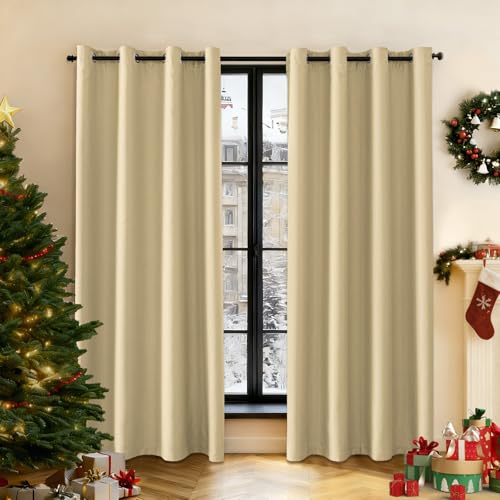 Ystyle Rideau Occultant Lot De 2, 140x180cm, Rideau Exterieur Impermeable, Rideau Thermique Isolant Anti Chaud Intérieurs, Rideau Phonique Anti Bruit, Moderne...
