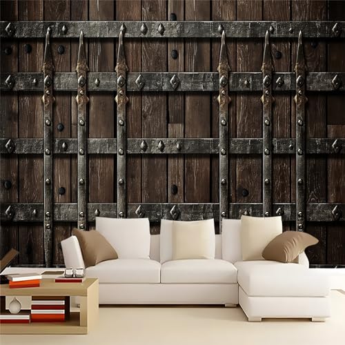 Papel Tapiz Elementos de puerta medieval de rejilla metálica - Lana Fondo De Pantalla Decoración para Pared Sala Cuarto, Fotomural Paredes Mural Decoración, Antiguo castillo y celdas de prisión