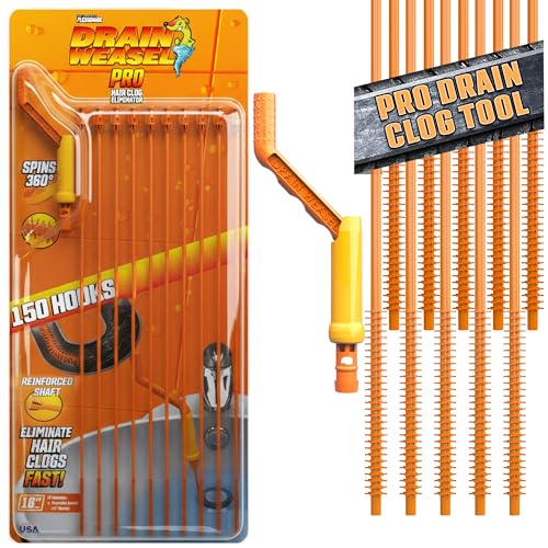 FlexiSnake Pro Drain Weasel Sink Snake Hair Clog Remover Tool, 10 Wands
