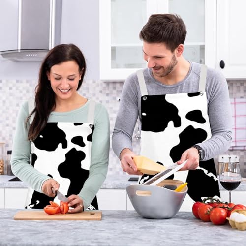 Lot de 2 tabliers multicolores avec 4 broches et imprimé vache original - 6