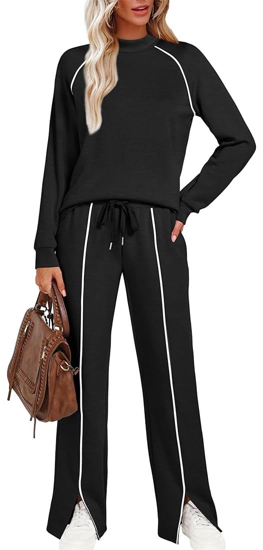 Chándal Mujer Conjunto Deportivo Mujer Conjunto Chic y Elegante Top Mangas Largas y Pantalones Fluidos Chándal Ropa Deportiva Outfit Yoga Fitness Jogging