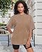 Oversized Tshirts for Women Short Sleeve Crew Neck Vintage Washed Basic Loose Casual Tees, Pure Khaki, L