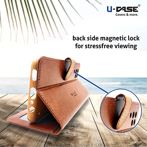 Image of U-Case Compatible with OnePlus Nord Flip Cover | Leather Finish | Inside Pockets & Inbuilt Stand | Shockproof Wallet Style Magnetic Closure Back Cover Case