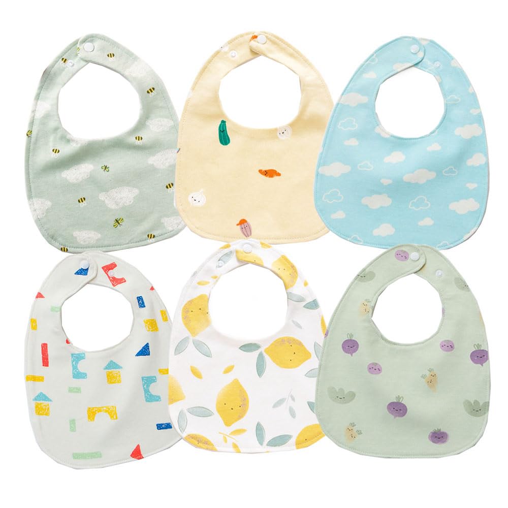 Oaygat 6-Pack Baby Bandana Dribble Bibs Cotton Teething Bibs Infant Feeding Bibs Soft and Absorbent Bib with Adjustable Snaps Waterproof Drool Bibs for 0-36 Months Unisex Girls Boys Newborn Toddlers