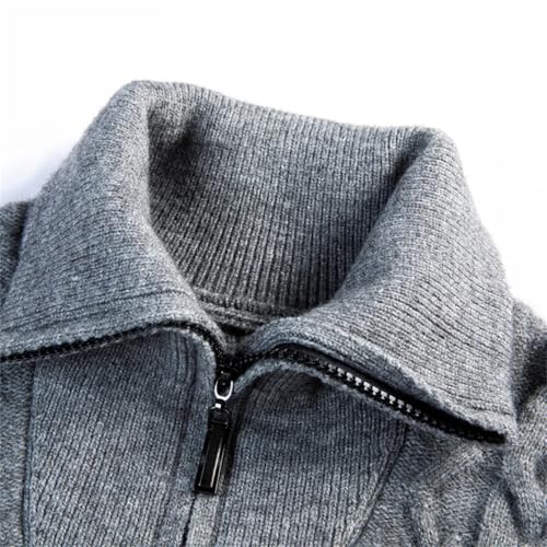 Men'S Autumn and Winter Knitted Pullover Half-Zip Long-Sleeved Patterned Knitted Warm Sweater3