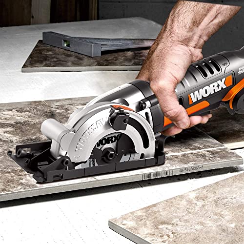 WORX 20V Akku-Kreissäge WX527, PowerShare, 2,0Ah, 85mm Einstechen, Einhandbedienung, Schnitttiefe 27 mm, schnelle Tiefeneinstellung, 2500 / min, 18V – Bild 7