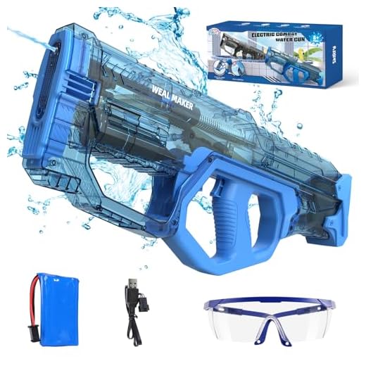 Skirfy Electric Water Gun for Adults Kids, Transparent Automatic Water Gun Waterproof,33Ft Shooting Range & Battery Powered Squirt Gun,Swimming Pool Beach Outdoor Toys for Kids