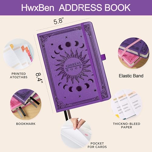 Libreta de direcciones con pestañas alfabéticas A-Z y tapa dura de 21x14 cm 4