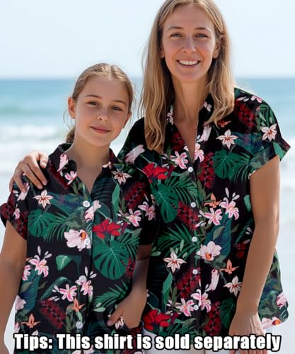 Mommy and Me Matching Outfits Hawaiian Mother and Daughter Son Matching Shirt Floral Summer Vacation Button Down Tops3