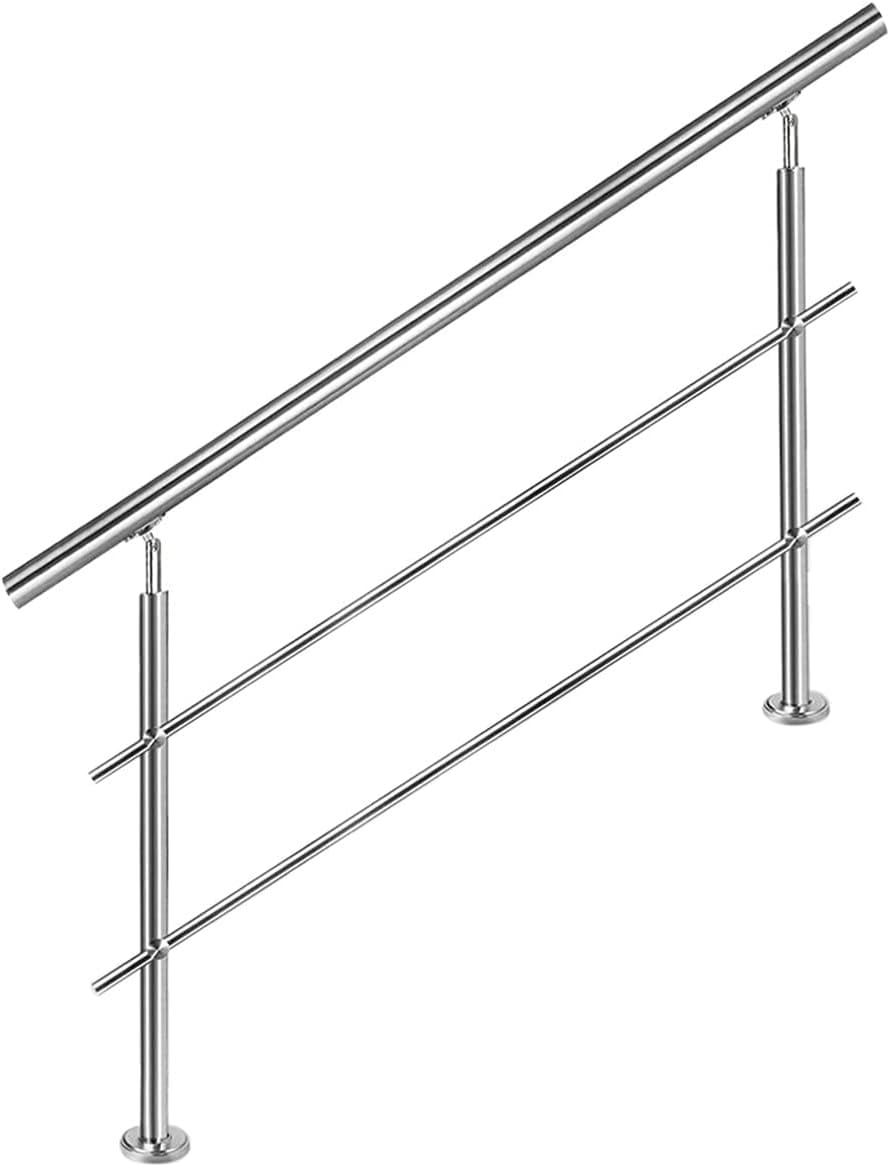 Edelstahl Handlauf Geländer für Treppen Brüstung Balkon mit 2 Querstreben - Innen und Außen Handlauf Geländer Treppengeländer Edelstahl Brüstung Balkon (80CM, 2 Querstreben)