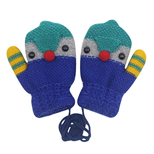 Toddlers Kids Warm Winter Full Finger Gloves with String Baby Thick Fleece Lined Ski Gloves