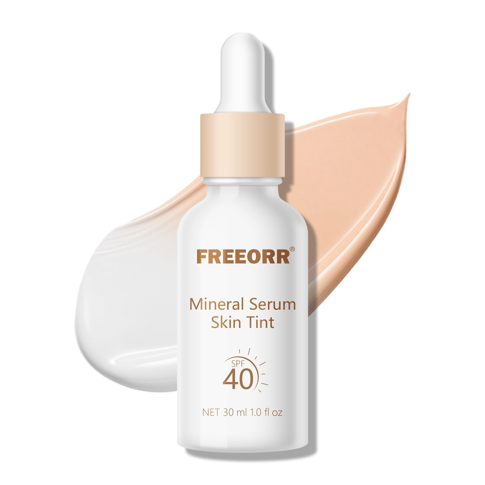 Liquid Color Changing Foundation with SPF 40, 3in1 Color Adjusting Foundation Tinted Sunscreen Mineral Serum Skin Tint for Mature Skin, Lightweight to Medium Coverage Concealer Moisturizer