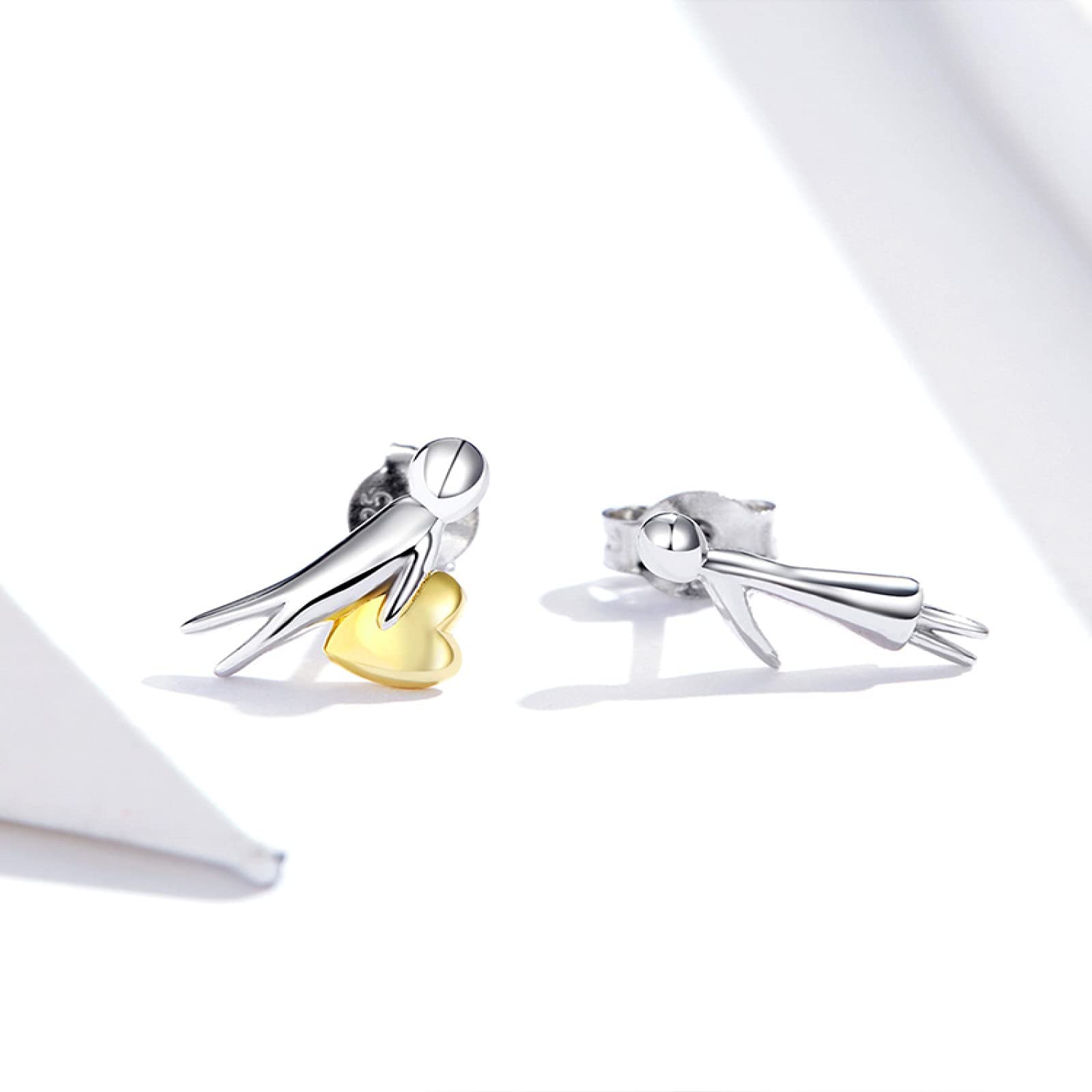 YCTTKDD per Ragazza Valentine Serie 925 Stelring Accepet My Heart Lover Coppia Orecchini con Orecchini a Bottone