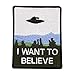 Finally Home Écusson Thermocollant | Je veux croire UFO Alien | Patch à coller au fer à repasser ou à coudre | Pièce de décoration ou réparation pour vêtement, jean, sac, pantalon, veste