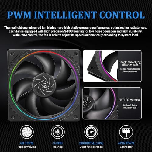 Image of Thermalright Aqua Elite 240 V5 ARGB Black CPU Liquid Cooler, 240 Cooling Row Size,2xTL-S12 PWM Fans,for AM4 /AM5,Intel LGA115X /1200 /1700 /1851, AIO CPU Cooler