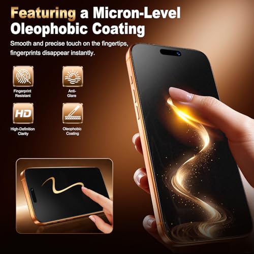 Image of UniqueMe for iPhone 17 Pro Max Matte Privacy Screen Protector - 6.9 inch | 2 Pack,Anti-Spy,Smooth Matte Finish,9H+ Tempered Glass,Anti-Glare, Anti-Fingerprint, Bubble Free, Easy to Install