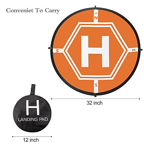 Aurtec Universal Drone Landing Pad 32 Inch (80Cm) With Led Lights, Fast-Fold Waterproof Helipad For Dji Mini 3 Pro, Mavic Mini 2, Mini Se, Air 2/2S, Mavic 3 And More. #TOP2