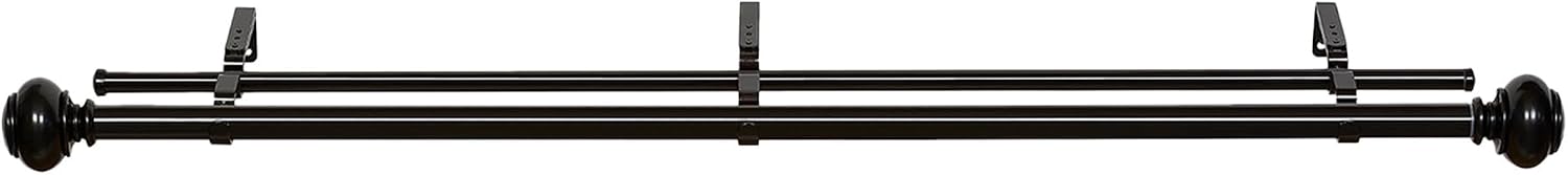 Decorative Double Window Curtain Rods with Finials, 72 to 144 Inches, 0.75 Diameter - Buono II Brenner - Lightweight & Easy to Install, Adjusts Telescopically to Fit Any Window by Achim Home Decor