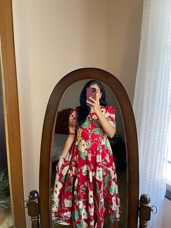 Image of NEW4U Women Printed Rayon Anarkali Kurta for Girls Regular Wear Long Kurti Gown