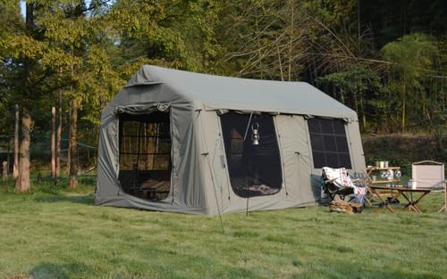 Carpa inflable para camping con toldo beige 9.8 x 13 ft miniatura 2