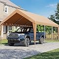 Bezseller 12x20 FT Heavy Duty Carport Canopy, Portable Garage Shelter with Galvanized Steel Frame - All-Weather Shelter for Car, Truck, Boat, Yellow