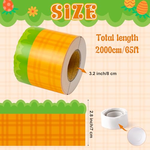 Image of BeYumi Carrot Plaid Border Trim - 65ft Back to School Carrot Scalloped Rolled Border Trim Cute Orange Plaid Bulletin Board Set Classroom Office Chalkboard Door Decor Spring Farmhouse Party Decoration
