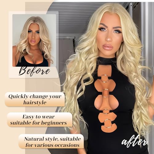 Image of AISI HAIR 【Beginner Friendly Wig 613 Blonde Wig for Women, Long Wavy Lace Hairline Middle Part Synthetic Wig for Daily Party-26 Inch