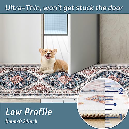 Madane Hallway Runner Rug 2'6''x12' Kitchen Runner, Non Slip Vintage Runners for Hallways Washable Kitchen Rugs Soft Low Pile 2.5x12 ft Rug Runner for Laundry Room, Entryway and Bedroom, Navy Blue