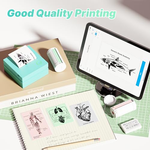 Image of Sticker Printer, PM290 Mini Printer, Bluetooth Sticker Maker Machine with 3 Rolls Paper, Smart AI APP, Portable Print Pod for Study Note, Picture, List, DIY Gifts for School Office Home, Green