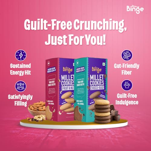 Image of The Healthy Binge Assorted Millet Cookies - Healthy Snacks Combo | Millet Cookies | Jaggery Cookies | Healthy Snacks for Kids and Adults 180g Pack of 2