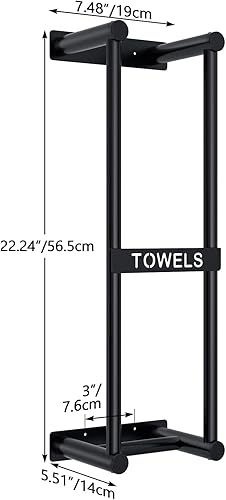 Miniatura 4 de Almacenamiento de toallas para baño pequeño, toalleros STWWO para baño puede contener 4 toallas grandes, toallero de pared de 22 pulgadas para