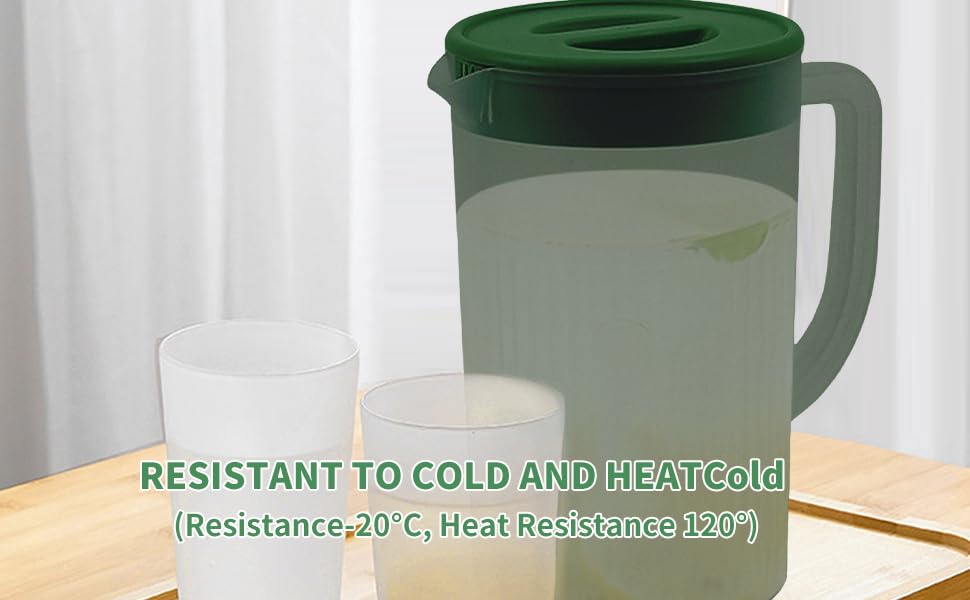 ZPSHYD Plastic Cold Water Jug,Plastic Pitcher with Leak-Proof Lid,Extra-Large Capacity Cold Water Jug for Refreshing Juice,Iced Tea(Dark Green) - Image 4