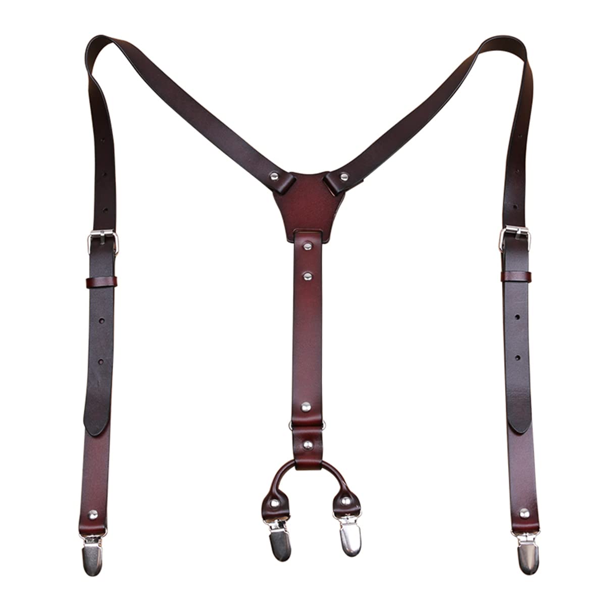 Tirantes de Cuero para Hombre, diseño en Forma de Y, Tirantes Ajustables con 4 Clips de Metal, para Padrinos de Boda, Tirantes Resistentes para Pantalones