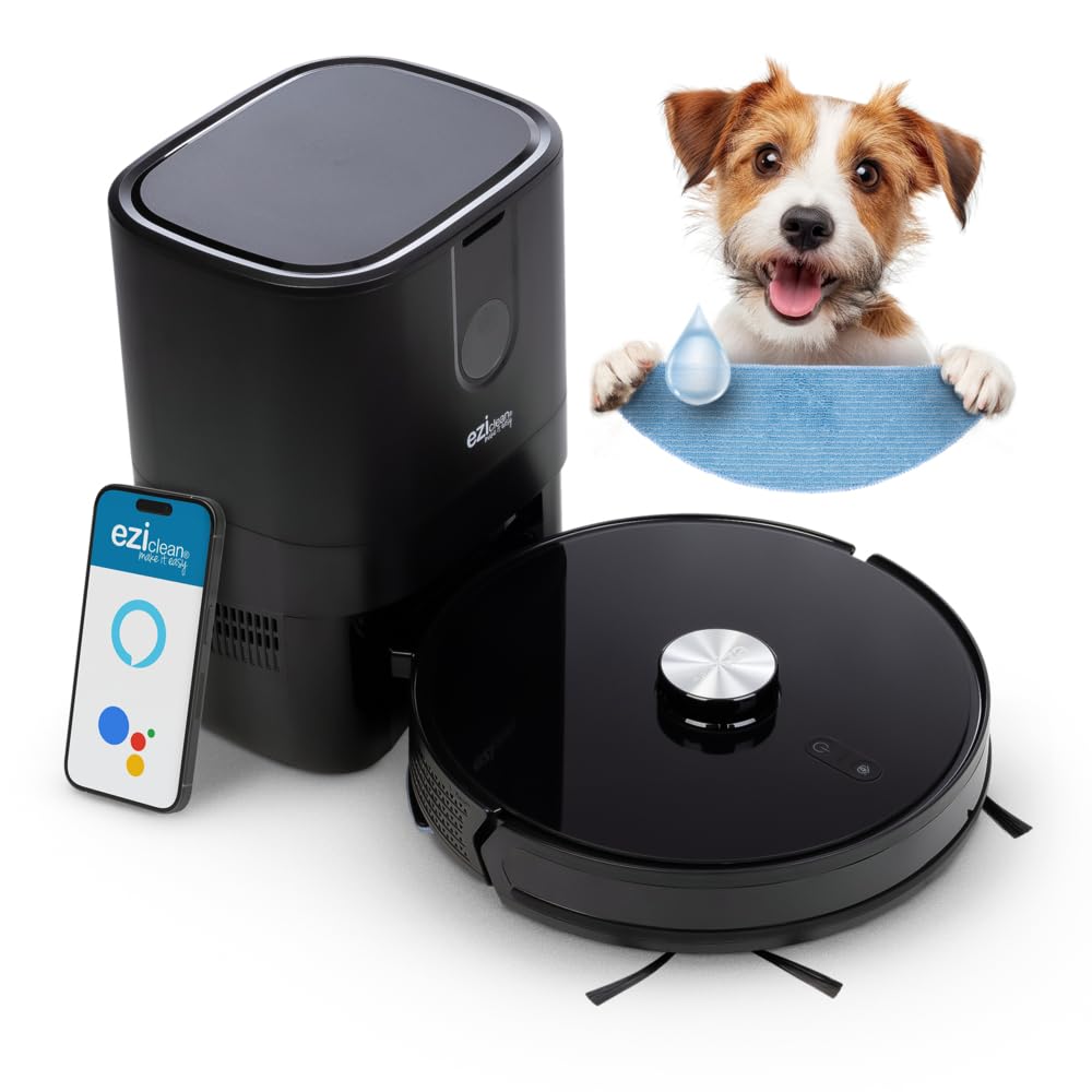 EZICLEAN® Robot Aspirateur Laveur Connecté avec Base Aspirante I-​Bot Z7 Smart - Navigation Laser de Précision