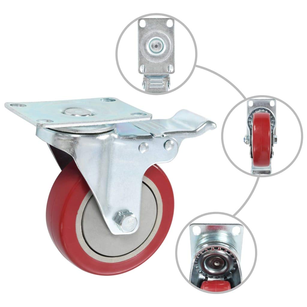 vidaXL 24x Lenkrollen mit Doppelbremsen Laufrollen Schwerlastrollen Transportrollen Möbelrollen Laufrolle Rollen Industrierolle 100mm PVC Eisen
