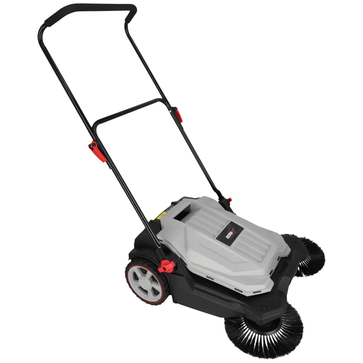 DEDRA Spazzatrice a mano, 3 spazzole, larghezza spazzatrice 650 mm, contenitore 18 l, capacità: 2600 m2/ora, manubrio regolabile, ruote robuste, impugnatura ergonomica