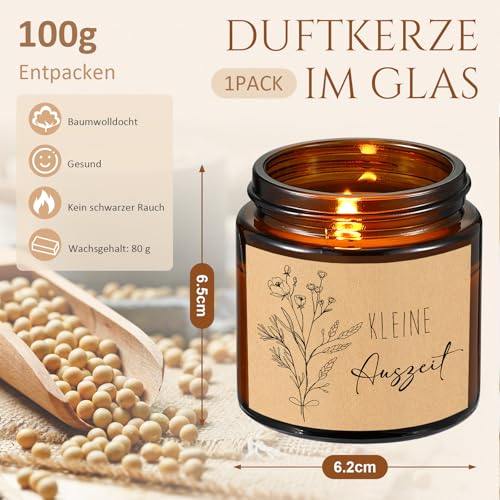 BBTO Geschenkset für Frauen Kleine Auszeit Geschenk, Jasmin Duftkerzen im Glas aus Sojawachs Holz Tablett mit Gravur, Wellness Geschenke für Frauen Geburtstagsgeschenk, Freundin, Schwester, Kollegin