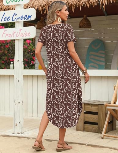 Image of Zeagoo Womens Maxi Summer Dress with Pockets Casual Short Sleeve Sundress Trendy 2026 Curve Hem Long Dress