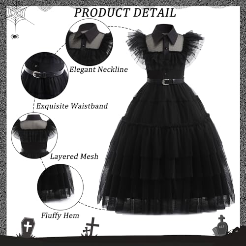Vestido negro para niña disfraz Halloween miniatura 3