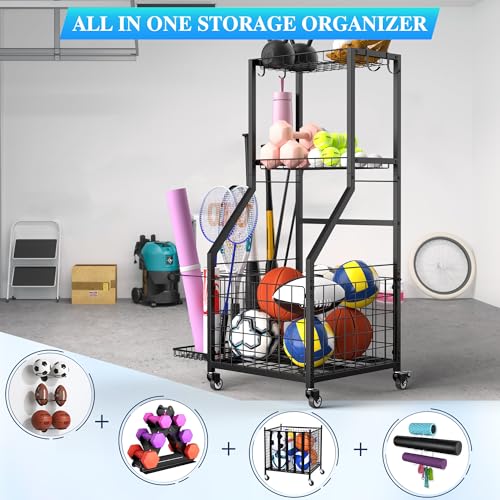image for DUDUXI Sports Equipment Garage Organizer,Garage Ball Storage Rack for 
