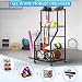 DUDUXI Sports Equipment Garage Organizer,Garage Ball Storage Rack for Sports with Wheels-Upgraded 3 Layers Sports Organizer Rack Outdoor Basketball Racks for Balls with Holder and Hooks