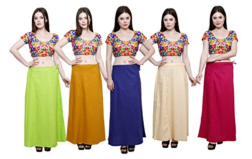 Image of Pistaa's combo of Women's Cotton Best Plain Solid Indian Readymade Inskirt Saree petticoats