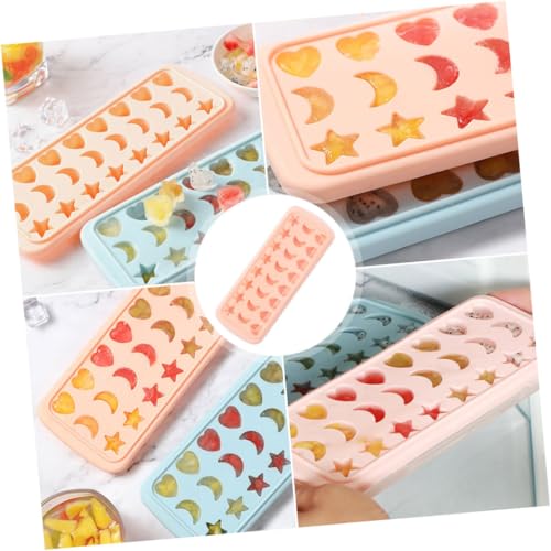 Molde de silicona para cubitos de hielo color rosa con tapa miniatura 6