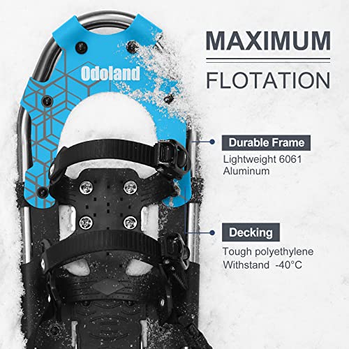 image for Odoland 4-in-1 Snowshoes Snow Shoes for Men and Women with Trekking Po