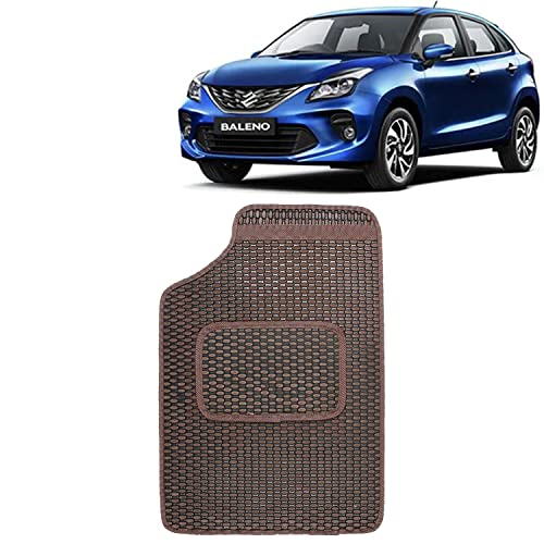 Image of Kingsway Dotted Design Car Floor Foot Mats Universal Fit for Maruti Suzuki Baleno, Model Year : 2019-2022, Water and Dustproof, Color Brown, Set of 5 Pieces