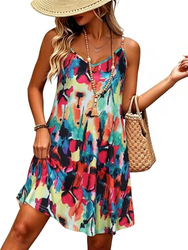 Image of JOELLYUS Womens Spaghetti Strap Dress Summer Dresses Beach Cover Ups Casual Sundresses with Pockets 2026