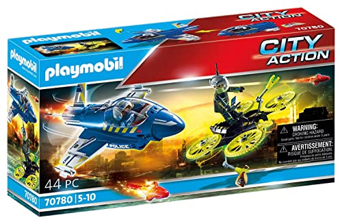 PLAYMOBIL City Action 70780 Polizei-Jet: Drohnen-Verfolgung, Spielzeug für Kinder ab 5 Jahren