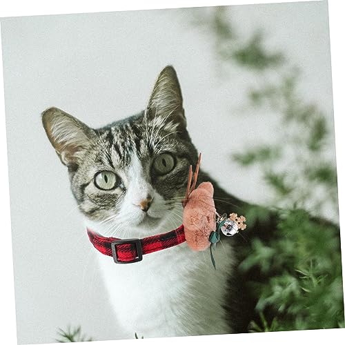 Collier de Noël réglable pour chat et chien avec nœud rouge et fleurs décoratives