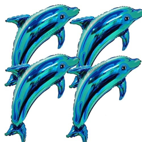 Image of AR GIFTZADDA 4 Pcs Baby Shark Foil Balloon, Baby Shark /Fish /Dolphin Birthday Party Supplies for Boys Girls Kids 1st 2nd 3rd 4th 5th Party Decorations (Dolphin 4 Pcs)